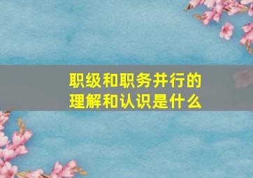 职级和职务并行的理解和认识是什么