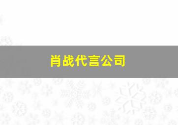 肖战代言公司