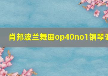 肖邦波兰舞曲op40no1钢琴谱