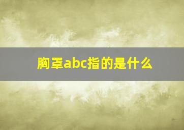 胸罩abc指的是什么