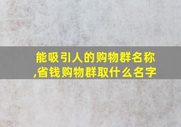 能吸引人的购物群名称,省钱购物群取什么名字