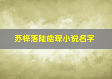 苏梓落陆皓琛小说名字