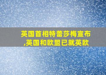 英国首相特蕾莎梅宣布,英国和欧盟已就英欧