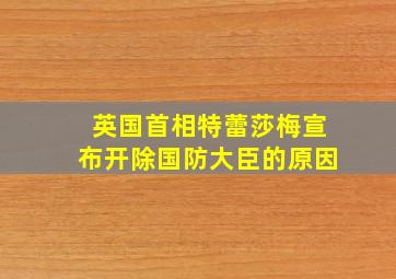 英国首相特蕾莎梅宣布开除国防大臣的原因