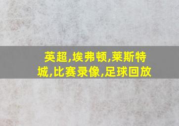 英超,埃弗顿,莱斯特城,比赛录像,足球回放