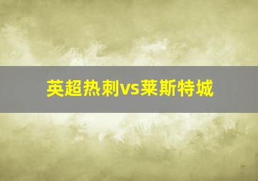 英超热刺vs莱斯特城