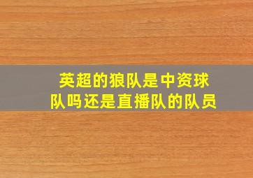 英超的狼队是中资球队吗还是直播队的队员