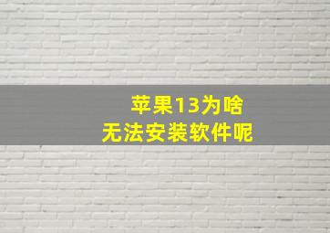 苹果13为啥无法安装软件呢