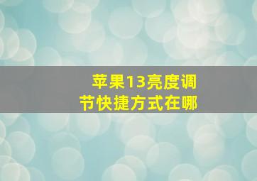 苹果13亮度调节快捷方式在哪