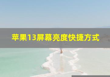 苹果13屏幕亮度快捷方式