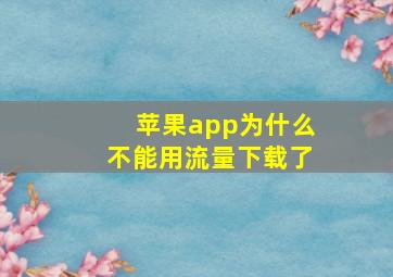 苹果app为什么不能用流量下载了