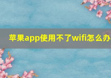 苹果app使用不了wifi怎么办