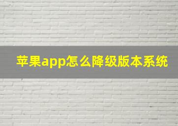 苹果app怎么降级版本系统