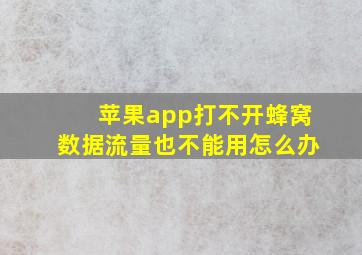 苹果app打不开蜂窝数据流量也不能用怎么办