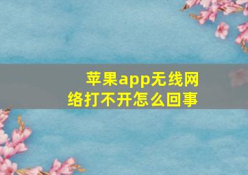 苹果app无线网络打不开怎么回事