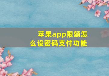 苹果app限额怎么设密码支付功能