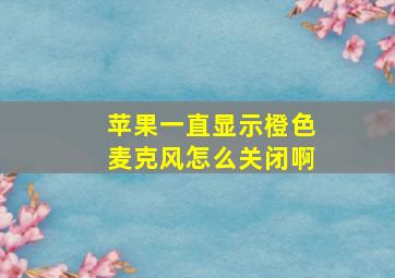 苹果一直显示橙色麦克风怎么关闭啊