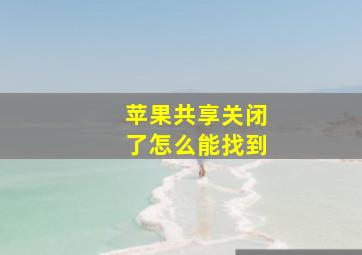 苹果共享关闭了怎么能找到