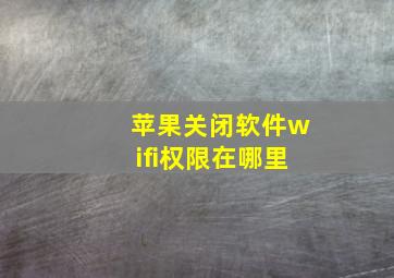 苹果关闭软件wifi权限在哪里