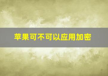 苹果可不可以应用加密