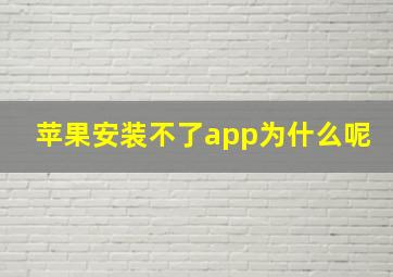 苹果安装不了app为什么呢