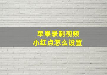 苹果录制视频小红点怎么设置