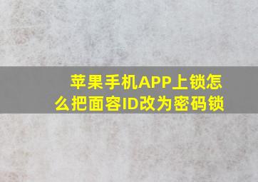 苹果手机APP上锁怎么把面容ID改为密码锁