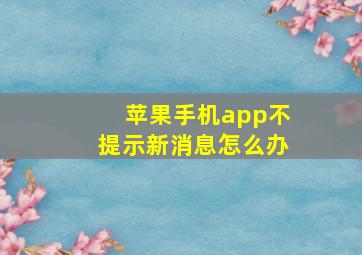 苹果手机app不提示新消息怎么办