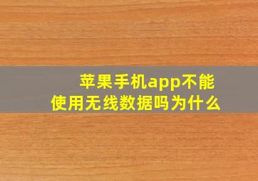 苹果手机app不能使用无线数据吗为什么