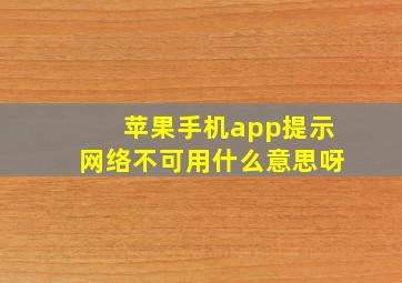 苹果手机app提示网络不可用什么意思呀