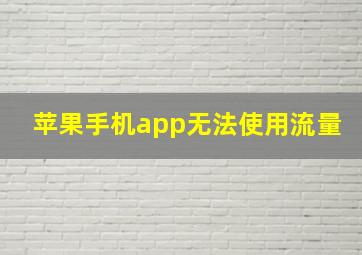 苹果手机app无法使用流量