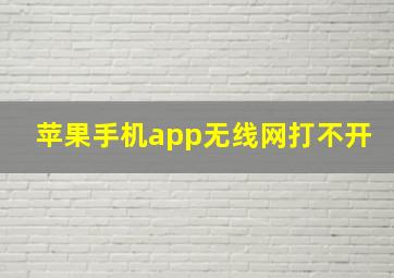 苹果手机app无线网打不开