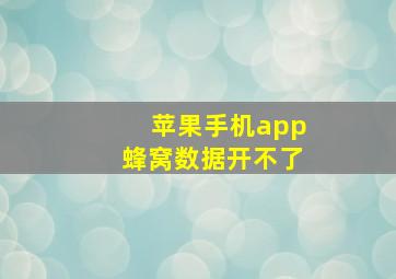 苹果手机app蜂窝数据开不了