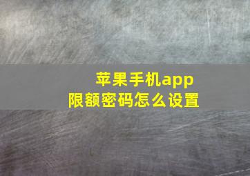 苹果手机app限额密码怎么设置