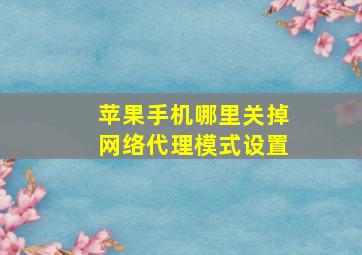 苹果手机哪里关掉网络代理模式设置