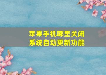 苹果手机哪里关闭系统自动更新功能