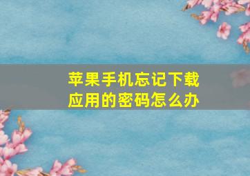 苹果手机忘记下载应用的密码怎么办