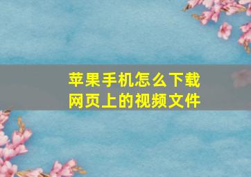 苹果手机怎么下载网页上的视频文件