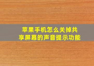 苹果手机怎么关掉共享屏幕的声音提示功能