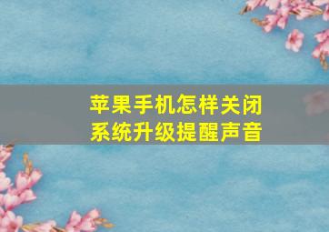 苹果手机怎样关闭系统升级提醒声音