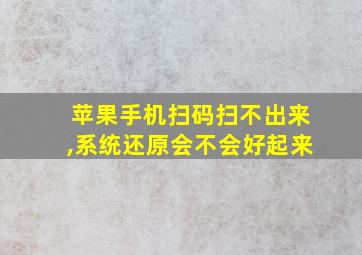 苹果手机扫码扫不出来,系统还原会不会好起来