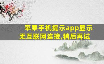 苹果手机提示app显示无互联网连接,稍后再试