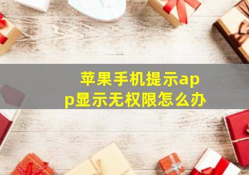 苹果手机提示app显示无权限怎么办