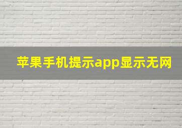 苹果手机提示app显示无网