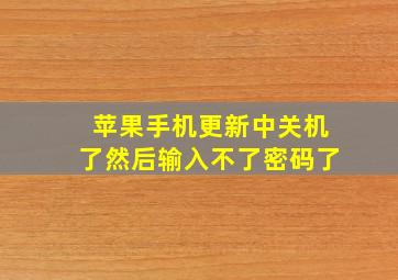 苹果手机更新中关机了然后输入不了密码了