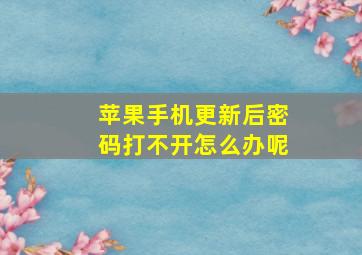 苹果手机更新后密码打不开怎么办呢