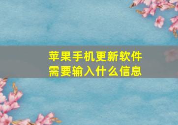 苹果手机更新软件需要输入什么信息