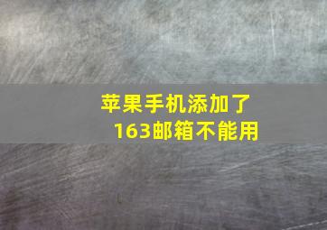 苹果手机添加了163邮箱不能用