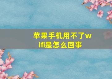 苹果手机用不了wifi是怎么回事