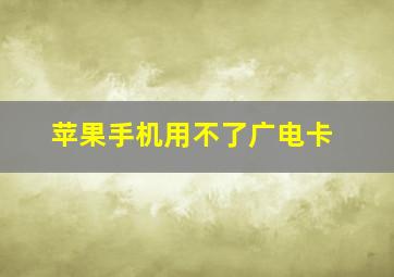 苹果手机用不了广电卡